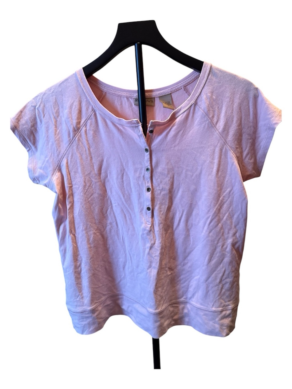 Ruff Hewn Pink Henley Short Sleeve Top Women’s Medium